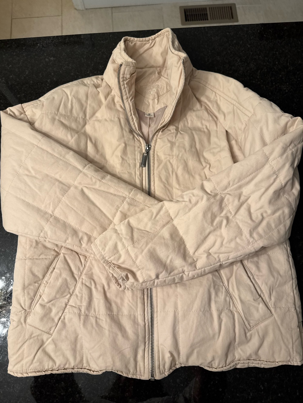 Joujou Pale Beige Quilted Zip Jacket